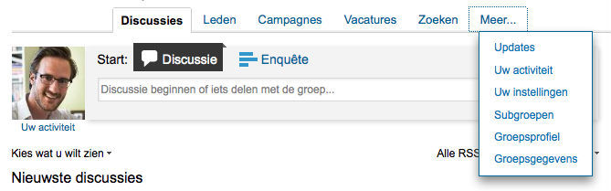 Linkedin Groep - menu meer