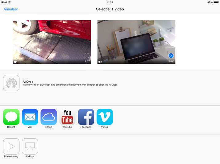 foto app album videos ipad delen youtube