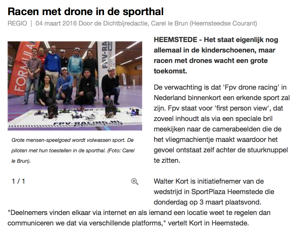 Drone Racing - dichtbijnl Heemsteedse Courant